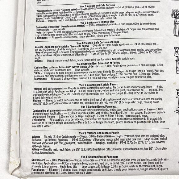 Simplicity 8924 Jiffy Valance Swag Cafe Curtains Curtain Panels 6 Pack Uncut FF - Picture 12 of 15